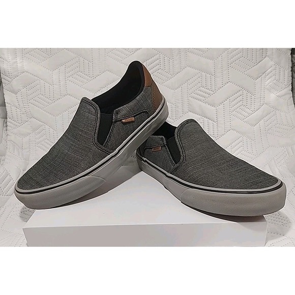 Vans Asher Deluxe Men\'s Slip On Shoes 8.5 Deluxe Ortholite Textile Black/Grey main image 10